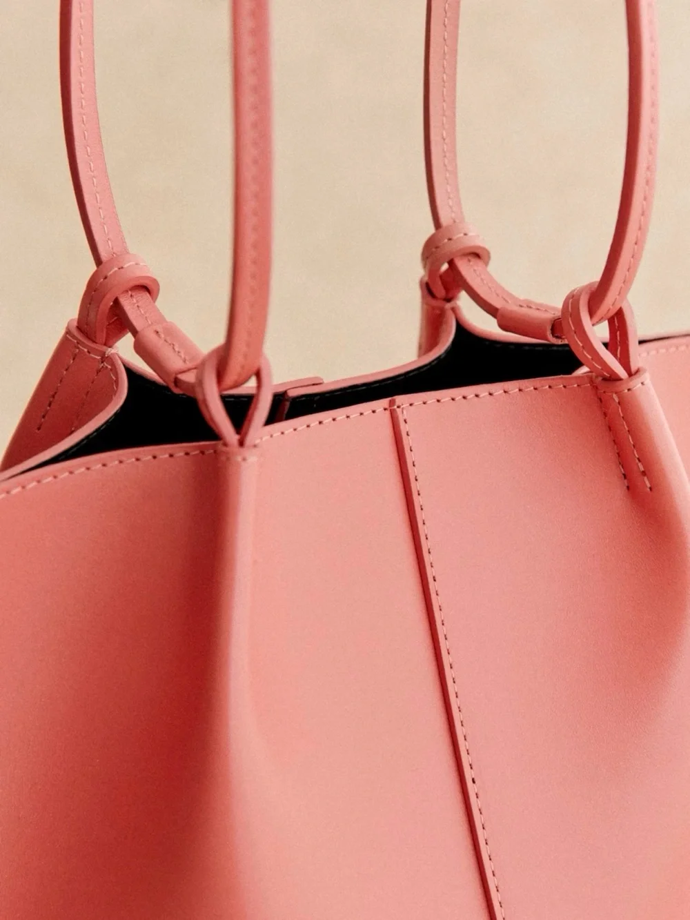 Sezane Romie Bag Leather Tote Smooth Peach